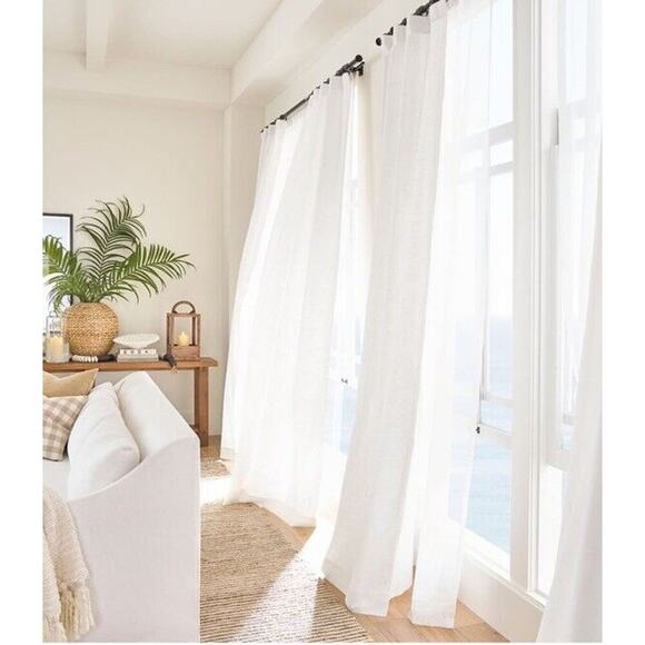 NWT Pottery Barn Emery Linen 3in1 Pole Top Curtain Ivory